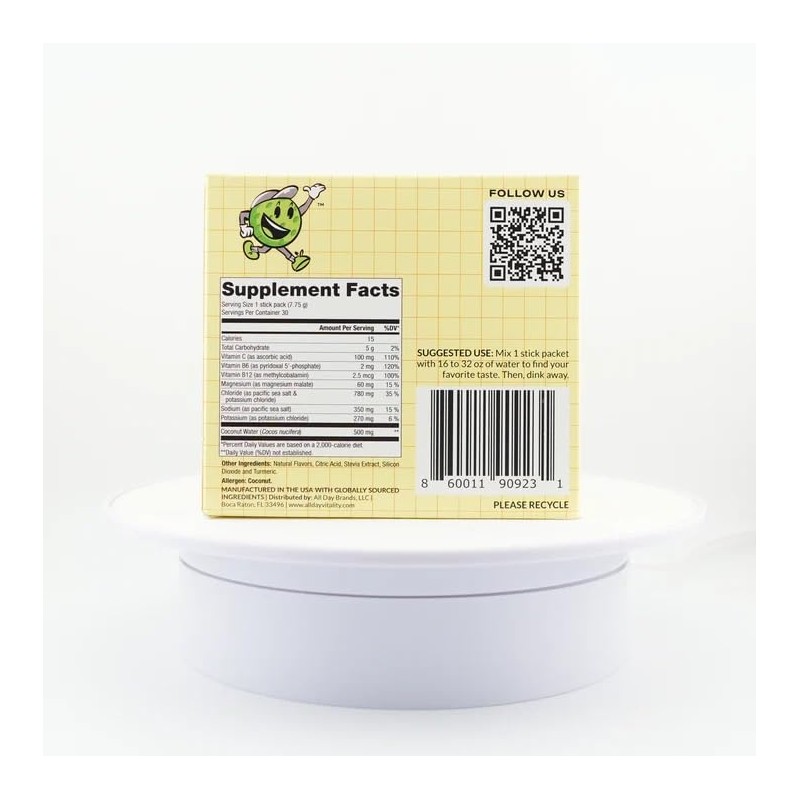 ALL DAY Vitality Pickleball Electrolyte Powder Packets | No Sugar,