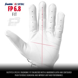 Franklin Sports CFX FP Softball Batting Gloves Pair, Women's X-Large, White/Chrome