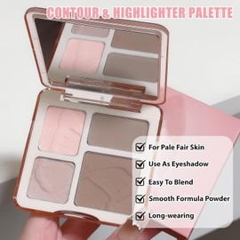 Paleta Contorno De Maquillaje 4 En 1, Resaltador, Cara Iluminador Polvo Shimmer Glow Larga Duración, Con Brillo Natural, Apta Para Todo Tipo De Piel, Pincel Incluido