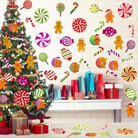 60 Pieces Christmas Peppermint Candyland Party Wall Decor Colorful Peppermint Floor Cutout Peppermint Cutouts Colorful Round Lollipop Decal Cutout for Xmas Candy Party Classroom Bulletin Board Decor