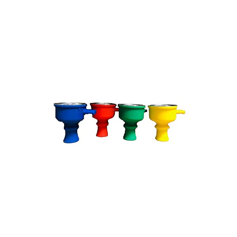 Unbreakable Silicone Hookah Bowl Covered Metal with Charcoal Tray (Red)