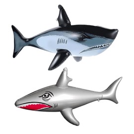 Giant Inflatable Shark Pool Toys 2-Pack - 80cm Realistic Shark Pool Floats & Crocodile Lilo | Fun Kids Inflatable Pool Toys for Swimming, Beach Parties & Ocean Theme Decor