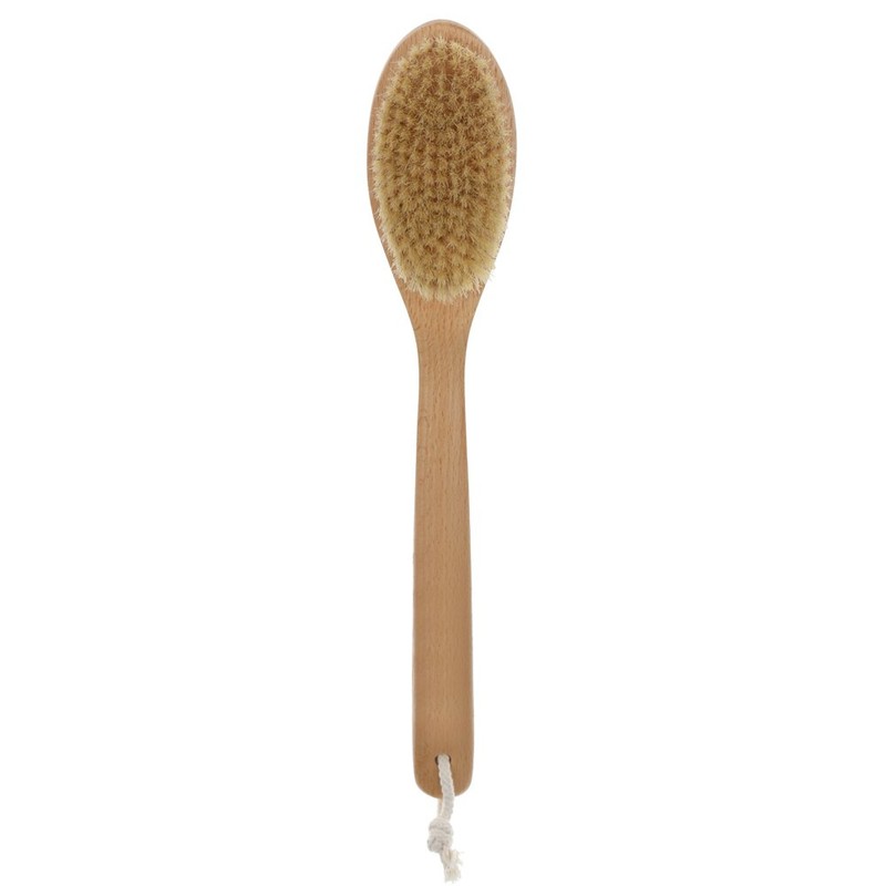 Bath Body Brush Long Handle Wooden Shower Brush with Natural