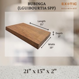 Exotic Wood Zone | Bubinga Electric/Bass Musical Guitar Luthier Tonewood Body Blanks | 21" x 15" x 2" - Unglued Unplaned (3 Pcs)
