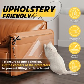 OBSEDE Cat Scratch Furniture Protector from Claws, Couch Corner Plastic Cover Adhesive Clear Flexible Sofa Guard Single Side Sticky Deterrent Training Tape Easy to Apply, 11.8 in × 196.8 in, 2 Pack