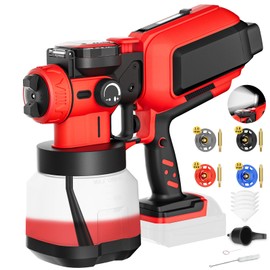 Paint Sprayer Cordless Compatible for Milwaukee 18V Battery, 70000PRM Electric Paint Sprayer for Furniture Fence Cabinets Wall House Painting, AUTO Spraying, 1200ml Container & 4 Nozzles (No Battery)
