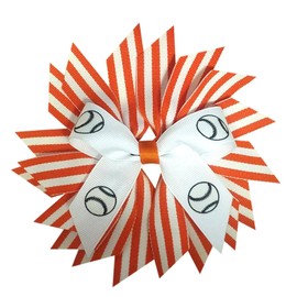 Stripes Flower with Softball, Made in the USA. White Pony Band (Orange)