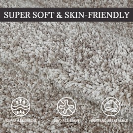 Bathroom Rugs 23.6"x16.9", Extra Soft Absorbent Microfiber Bath Rugs, Quick Dry, Non Slip Bath Mats for Bathroom Floor, Machine Washable Shower Rugs for Tub, Shower, and Floor, Beige and White