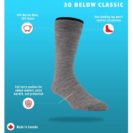 J.B. Field's Icelandic 30 Below Classic Winter Socks, 70% Merino Wool Heavyweight for Hiking, Trekking & Outdoor, 3 Pairs (Large) Red