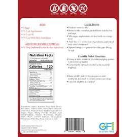 Mom's Place Gluten-Free Apple Cinnamon Muffin Mix, Easy to Make, Non-GMO, Nut Free, Soy Free & Dairy Free, 12 Servings, 14.5 oz