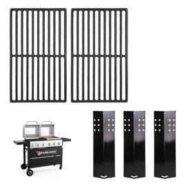 BRANDMAN GRILLS SINCE 1987 Grill Grate for Brand-Man Hoss Series - 2 Cast Iron Replacement Grate & 3 Flame Tamer - Durable, Easy to Use