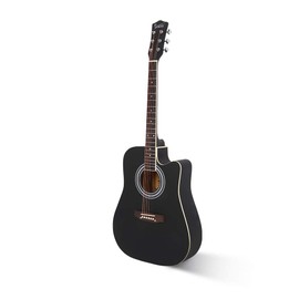 Glarry 41'' Full Size Folk Guitar, Notch Spruce Panel Matte Edging Acoustic Cutaway Guitar Kit Set W/Bag Shield Wrench Black