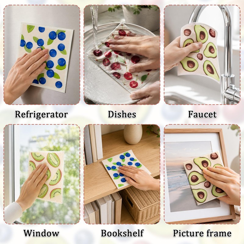 8 Pcs Swedish Dishcloth,Reusable Dish Clothes for Washing Up Kitchen