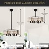 Black Crystal Chandelier for Dining Room, 6-Light Modern Semi Flush