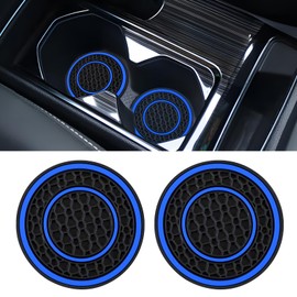 Wogomz 2PCS Car Cup Holder Coaster, 2.75 Inch Auto Non-Slip Cup Holders Embedded in Ornaments Coaster, Universal Cup Holder Insert Coaster, Drink Cup Mat for Most Vehicles (Blue)