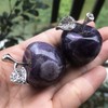Neyisaa Amethyst Crystal Apple Decor, Healing Crystals Pocket Stone Fruit