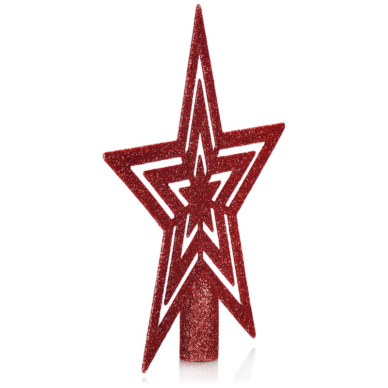 com-four® Christmas tree topper, glitter star, for every tree top,