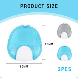 Thoquene Pack of 2 dental splint box, box for dentures, portable braces box (light blue, grey)