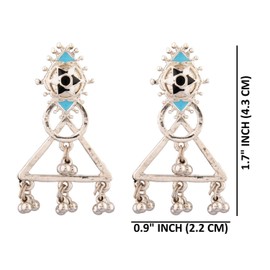 Efulgenz Multipack of Indian Jewelry Bollywood Antique Silver Tone Tringle Dangle Earrings Set Oxidized Jewelry Dangle Earrings Bohemian Statement Jewelry for Women.