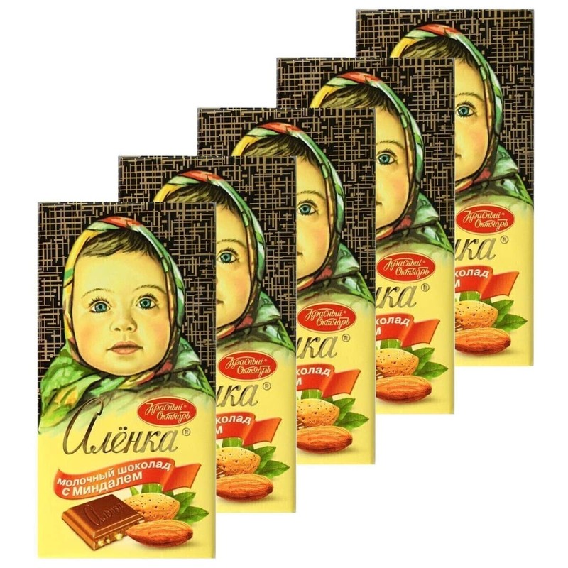 Famous Russian Chocolate Bar "Alenka" with Almond by Red October
