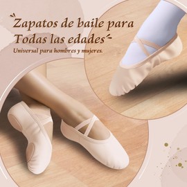 YUJWW Zapatillas de Ballet PU Piel, Calzado de Danza para niños y Mujeres, Zapatos Planos para Niños Suave, Elástica, Ideal para Yoga, Gimnasia, Fiestas