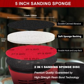 Shineboc 18 Pcs Sanding Sponge Set,125mm 1200 Grit Flexible Foam Filled Sanding Pad,Wet And Dry Blocks Sandpapers Sheets for Wood & Metal,Railings,Furniture Polishing