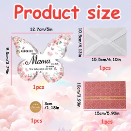 Besonderes Mutter-Tochter-Geschenk - Acryl Schmetterlingsmuttertag Tischdekoration & Weinrote Retro-Glückwunschkarte - Ideale Geschenke für Mama an Geburtstagen und Weihnachten