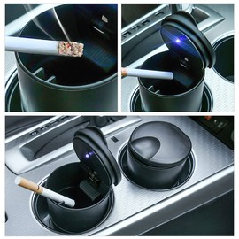 Q63D Car Ashtray LED Lighting Drink Holder Fire Danger Suitable for Drink Holder Car Ashtray for Car, Home, Boat or Garden etc. 10 x 7 x 7 cm