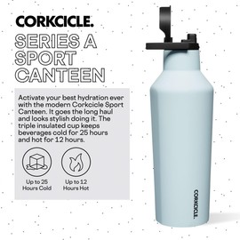 Corkcicle Sport Canteen Insulated Tumbler, Powder Blue, 32 oz – Reusable Water Bottle Keeps Beverages Cold for 25 Hours & Hot 12 Hours – Cupholder Friendly Tumbler with Screw-On Cap