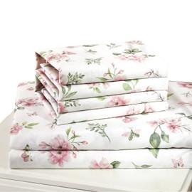 Virah Bella 4-Piece Queen-Size Printed Microfiber Bed Sheet Set - Peony Garden - Vintage