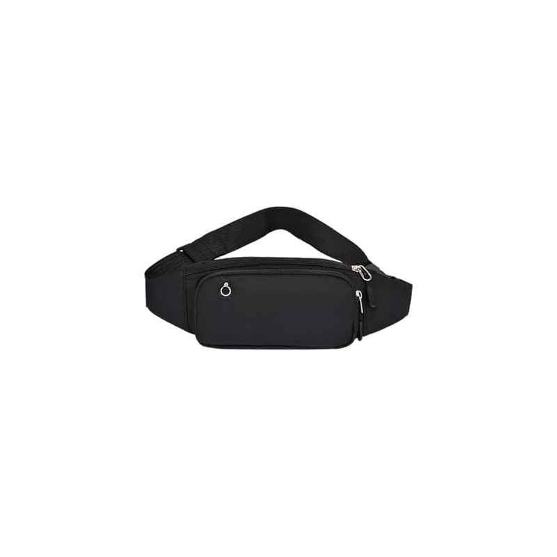 Riñonera Deportiva Impermeable, Multifuncional con Cremallera(Negro)
