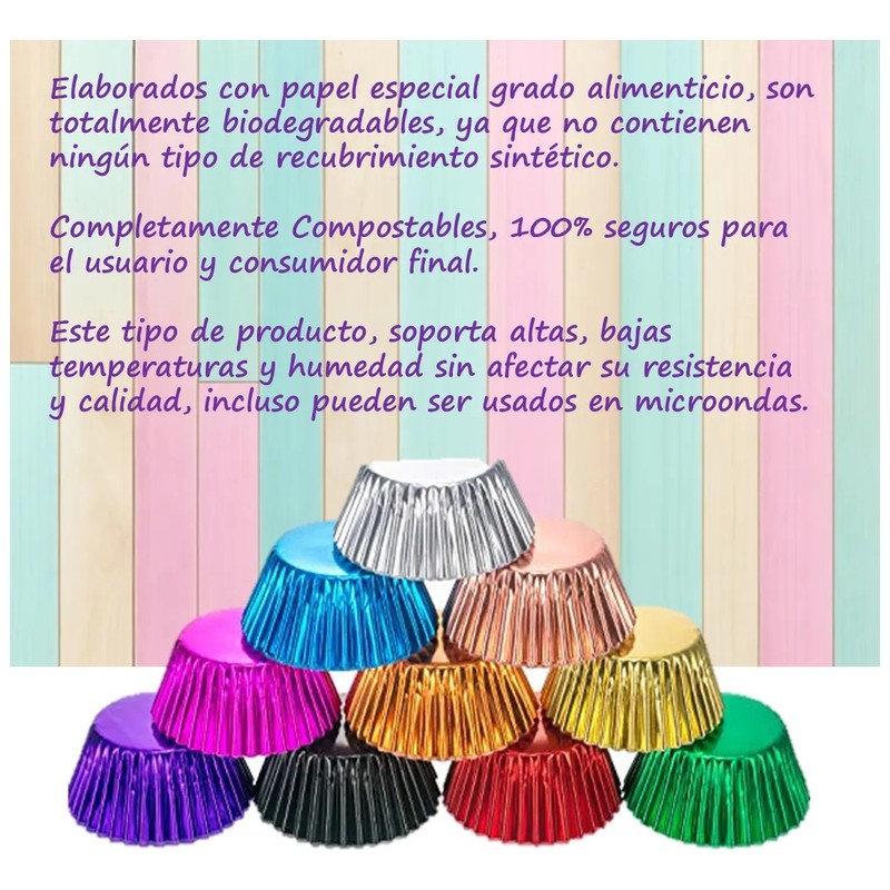 Capacillo Premium Cupcake Rosa Metalico 100 Pzas
