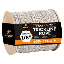 White Unglazed Trickline Rope - 600 ft x 1/8 inch Theatrical Tie Line Heavy Duty Spool, Cable Management and Wire Tie - for Theatre, Stage Decor, Rigging and Utility Applications - Xpose Safety