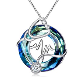 OCJ Nurse Gifts for Women 925 Sterling Silver Stethoscope Necklace with Crystal Nurses Day Graduation Gifts Medical Jewelry for Doctor Nurse RN Medical Student White Coat Ceremony