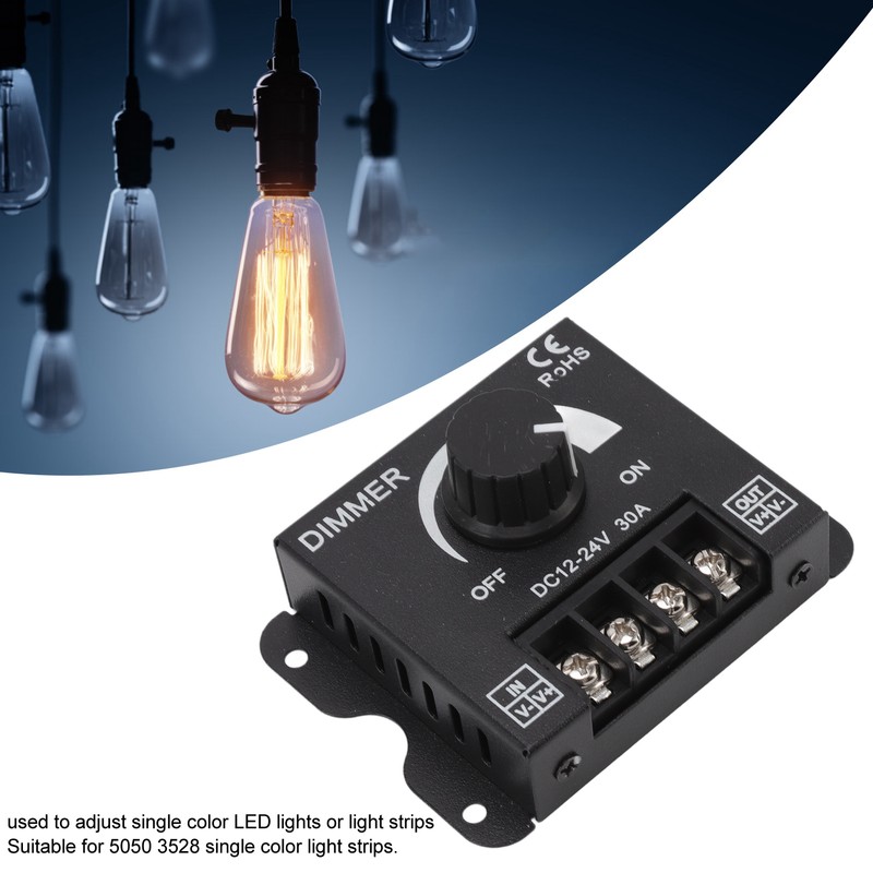 LED Dimmer Single Channel PWM Lighting Stepless Dimming Controller for