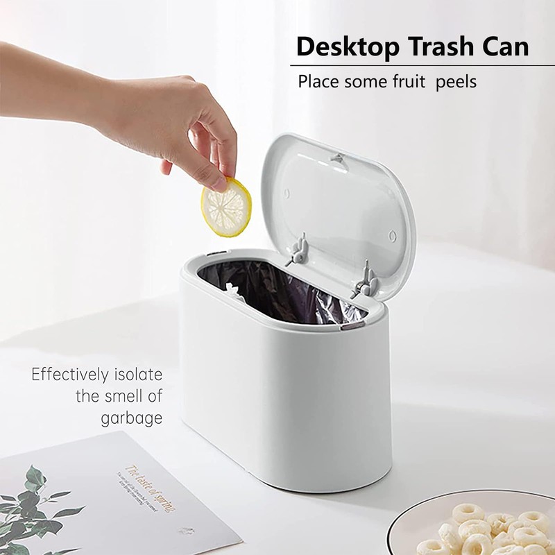SUBEKYU Mini Trash Can with Lid,Small Desk Trash Can,Countertop Mini