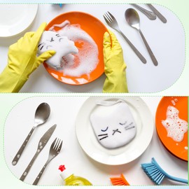 Honeydak 6 Pcs Cat Scrub Reusable Sponges Pet Hair Lifter Sponge Cat Dish Washing Scrubbers Black White for Scrubbing Cleaning Dishwashing Kitchen Scrubbers for Washing Kitchen Dishes Furniture