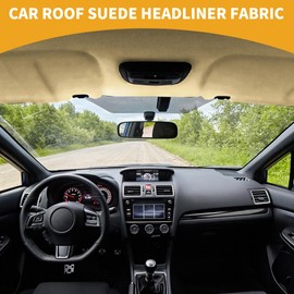 Partuto 150G Headliner Fabric for Car Truck RV SUV Boat Automotive Interior Trim DIY Roof Repair Replacement Suede Fabric Beige 45" L x 57" W