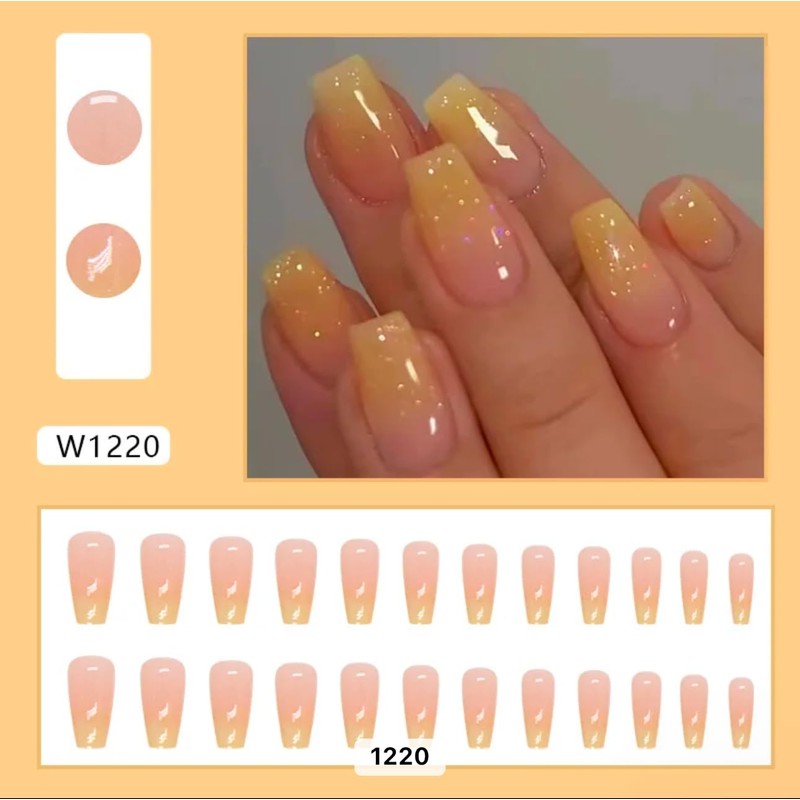 artificial nails (yellow, Medium)
