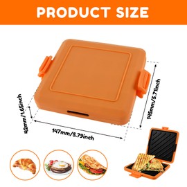 Microwave Toastie Sandwich Maker with Adjustable Silicone Straps Wireless Toastie Maker Nonstick Plate Heatwave Technology Sandwich Toaster for Cooking Delicious Crispy Sandwiches(orange)