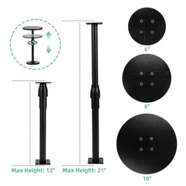Plant Stand, Plant Risers for Inside Pots, Adjustable 12-21" with 3 Interchangeable Bases 6" 8" 10" - Metal Lifter for Tall Square Round Tapered Pots, Pot Filler Insert for Indoor Outdoor Garden, 2 PCS
