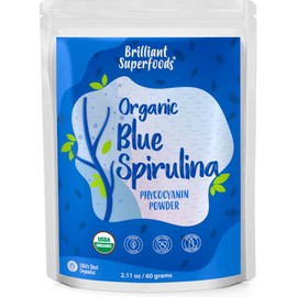 Ellie's Best Espirulina Azul Orgánica En Polvo (Extracto De Ficocianina) 60 Porciones Colorante Alimentario Orgánico Sin Olor Vegano, Sin Omg, Sin Gluten, Sin Lácteos Para Batidos Y Bebidas