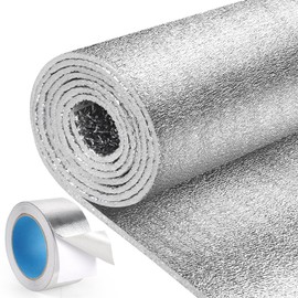 HADOR Window Insulation for Summer Heat, Reflective Insulation Roll 24 in X 10 Feet, Double-Sided Aluminum Foam Core Radiant Barrier Kit with Tape for RV Windows Door
