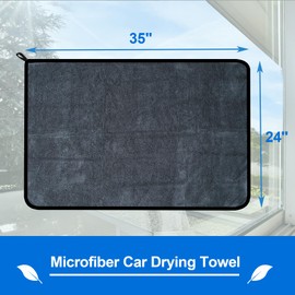 CICMOD Car Drying Towel Gray 600 GSM Microfiber Towels for Car Detailing 35"x24" - Pack of 4