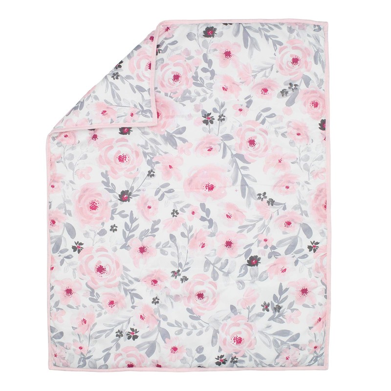 Bedtime Originals Blossom Pink Watercolor Floral 3-Piece Mini Crib Bedding
