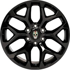 Sugar Skull 3.25" Wheel Center Hub Caps for GMC Sierra Yukon Chevy Silverado Tahoe Design Center Set of 4