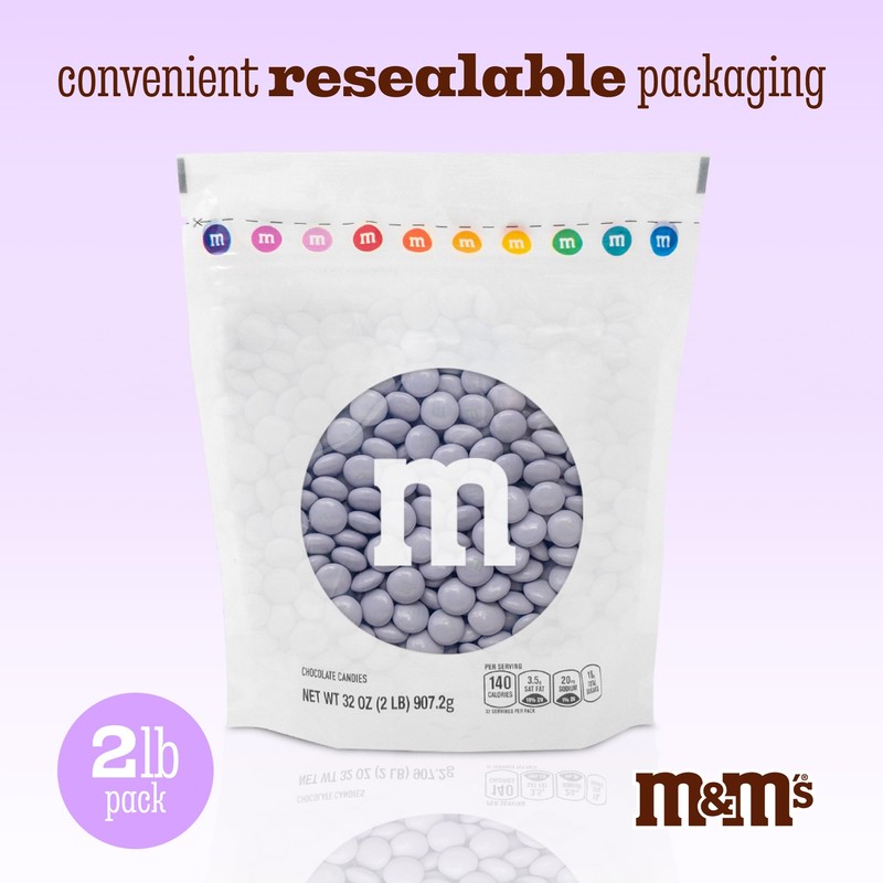 M&M’S WORLD Light Purple Milk Chocolate Candy - 2lbs Resealable