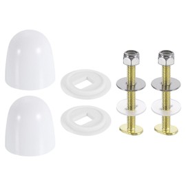 sourcing map 2Set Toilet Floor Bolts and Caps Kit, Solid Brass Toilet Bowl to Floor Bolts Kits with Washers and Cover Cap Universal Toilet Flange Repair Kit