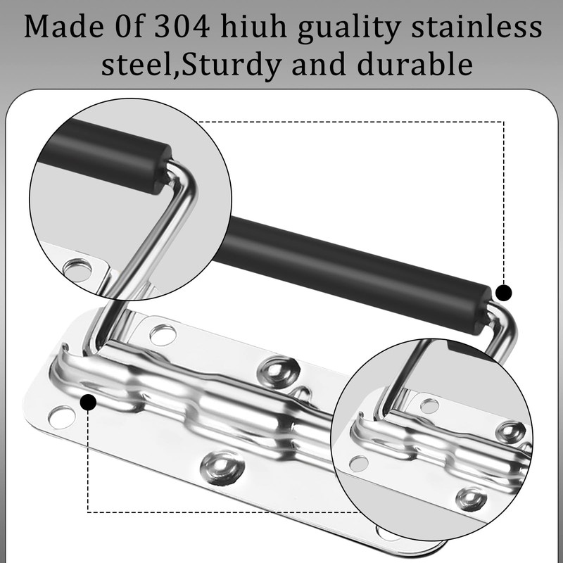 Youery Folding Handle, Pack of 4, Stainless Steel, 110 mm