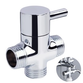 Shower Diverter Valve 3-Way T-Adapter, Solid Brass with Chrome Plating Diverter Valve, G1/2 Male Inlet x G1/2 and G1/2 Outlet, Easy Installation for Hand Shower and Fixed Shower Head
